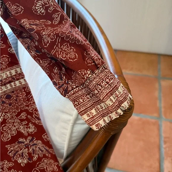 New Veronica Beard Swedie Red rust Floral Cotton Border Print Midi Dress paisley - Picture 12 of 15